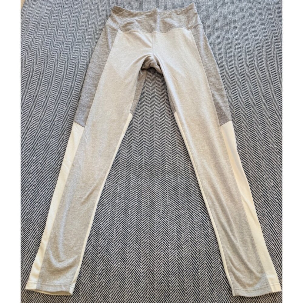 Kyodan Womens Gray & Cream Colorblock High-Waisted Leggings